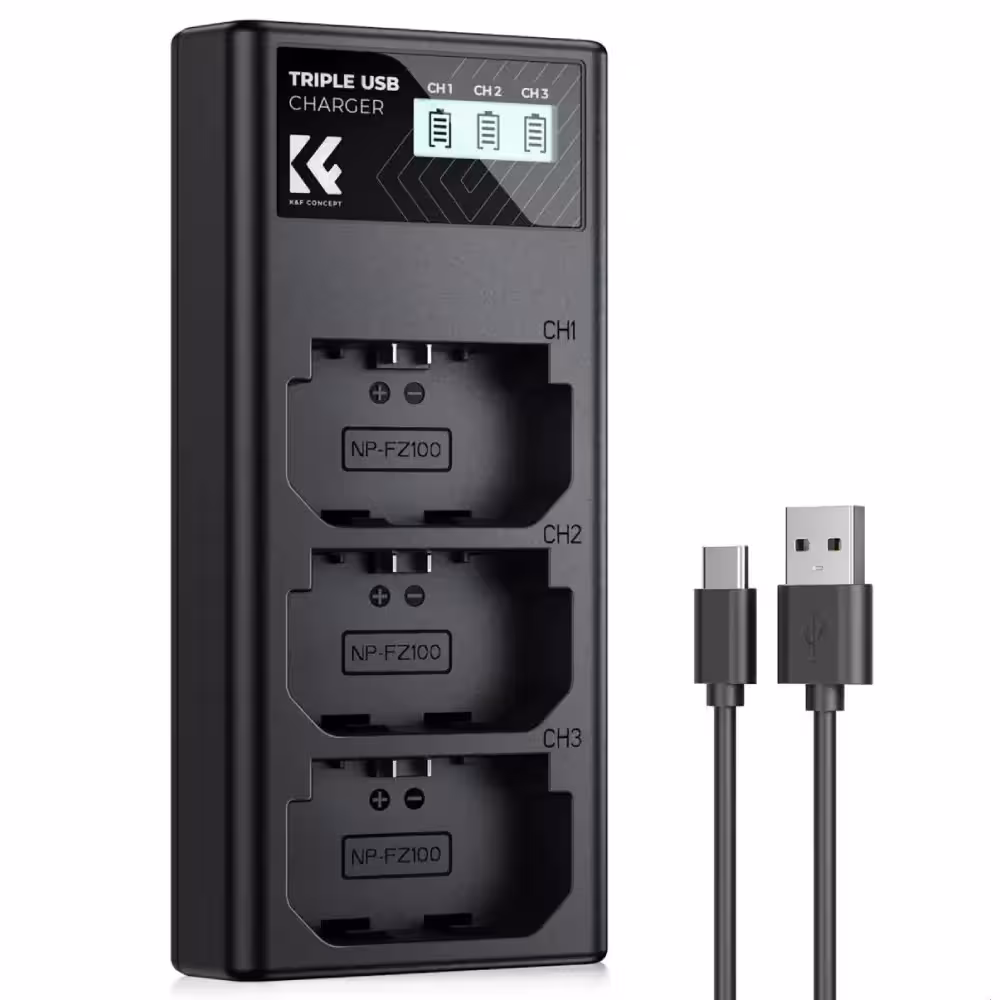 شارژر کی اند اف سه تایی K&F Concept NP-FZ100 Battery Charger SKU KF28.0061