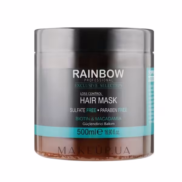 ماسک مو فاقد سولفات Rainbow حاوی بیوتین و روغن ماکادامیا Biotin & and Macadamia حجم 500 میل