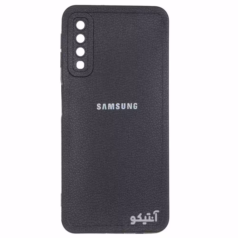 قاب Samsung A7-2018 / A750 مدل TPU طرح چرم محافظ لنزدار – رنگ مشکی