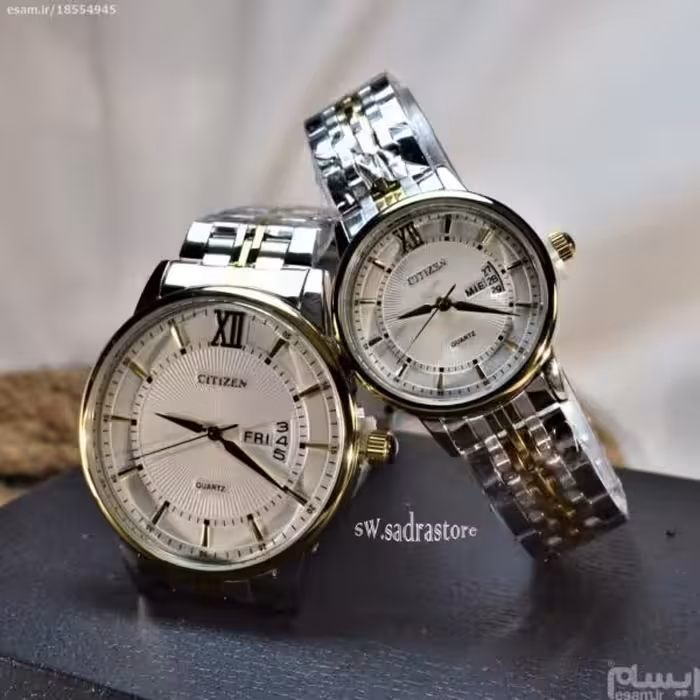 CITIZEN ECO-DRIVE 8059G ساخت ژاپن ست سیتیزن اکودرایو ** فول استیل ** دورنگ ** دو تقویم ** آنتی مغناطیس ** شیشه سافایر