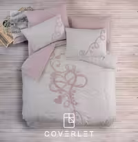 روتختی سفید صورتی دونفره طرح برجسته کاوری مدل Bellini