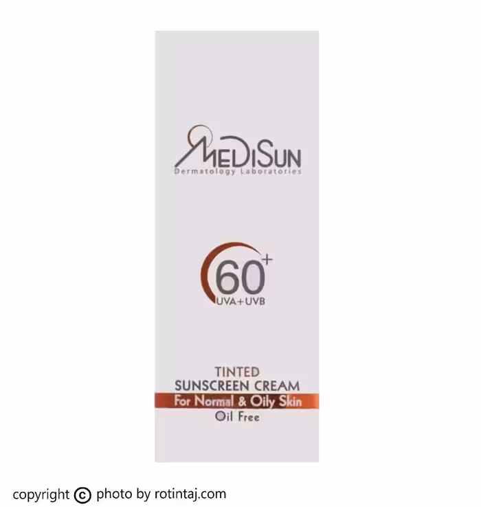 کرم ضد آفتاب رنگی SPF60 مدیسان مناسب پوست چرب 50 میلی