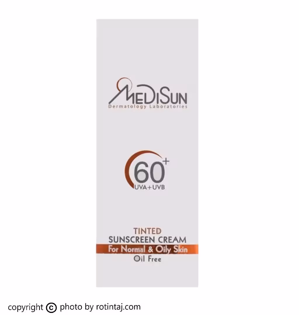 کرم ضد آفتاب رنگی SPF60 مدیسان مناسب پوست چرب 50 میلی
