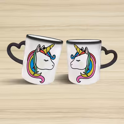 ماگ حرارتی مدل دسته قلبی اکلیلی طرح یونیکورن کد 56