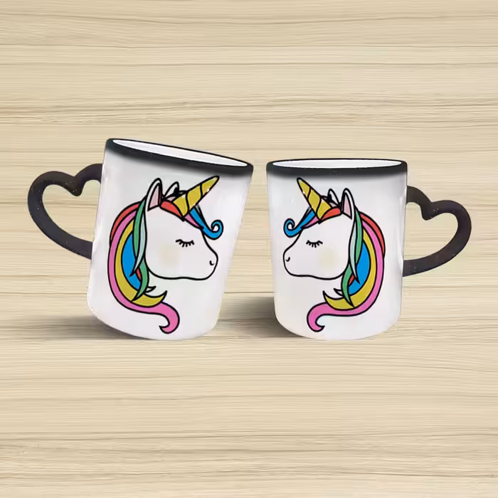 ماگ حرارتی مدل دسته قلبی اکلیلی طرح یونیکورن کد 56