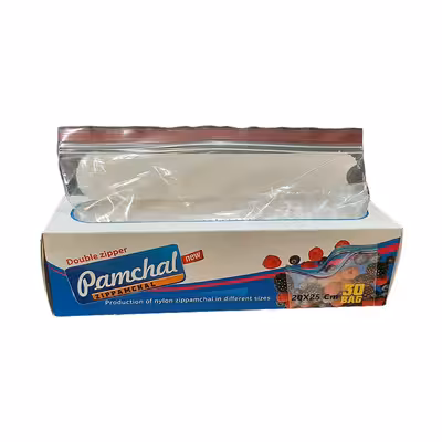 کیسه زیپ دار  پامچال مدل دو زیپ کد 25x20 سه بسته 30 عددی