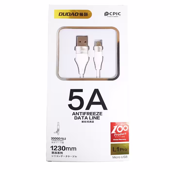 کابل تبدیل USB به MicroUSB دودا مدل L1pro طول 1.2 متر