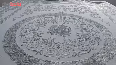 فرش ماشینی زمرد مشهد کد DI14 زمینه سبز آبی