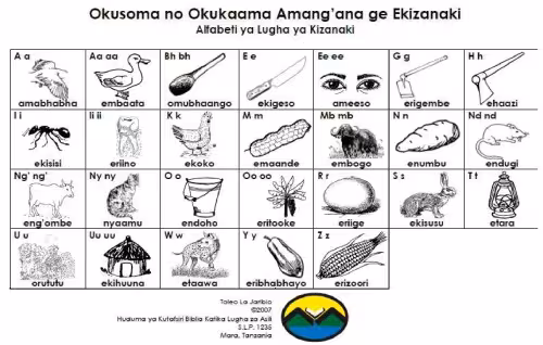 خرید و دانلود نسخه کامل کتاب Okusoma no Okukaama Amang’ana ge Ekizanaki. Alfabeti ya Lugha ya Kizanaki