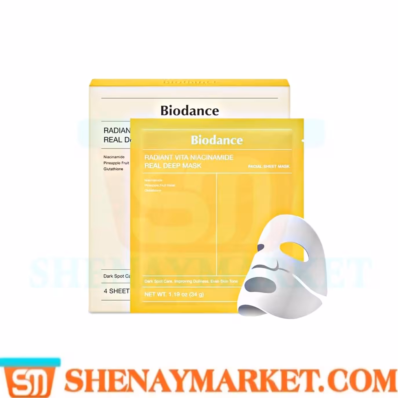 ماسک ورقه ای روشن‌کننده نیاسینامید بایودنس 4 عددی Biodance Radiant Vita Niacinamide Real Deep Mask