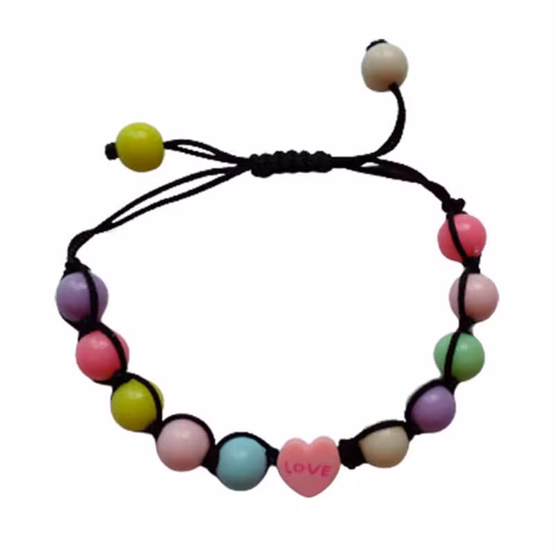 دستبند زنانه چند رنگ با بافت مشکی  مدل فیمو لاو کد HC044