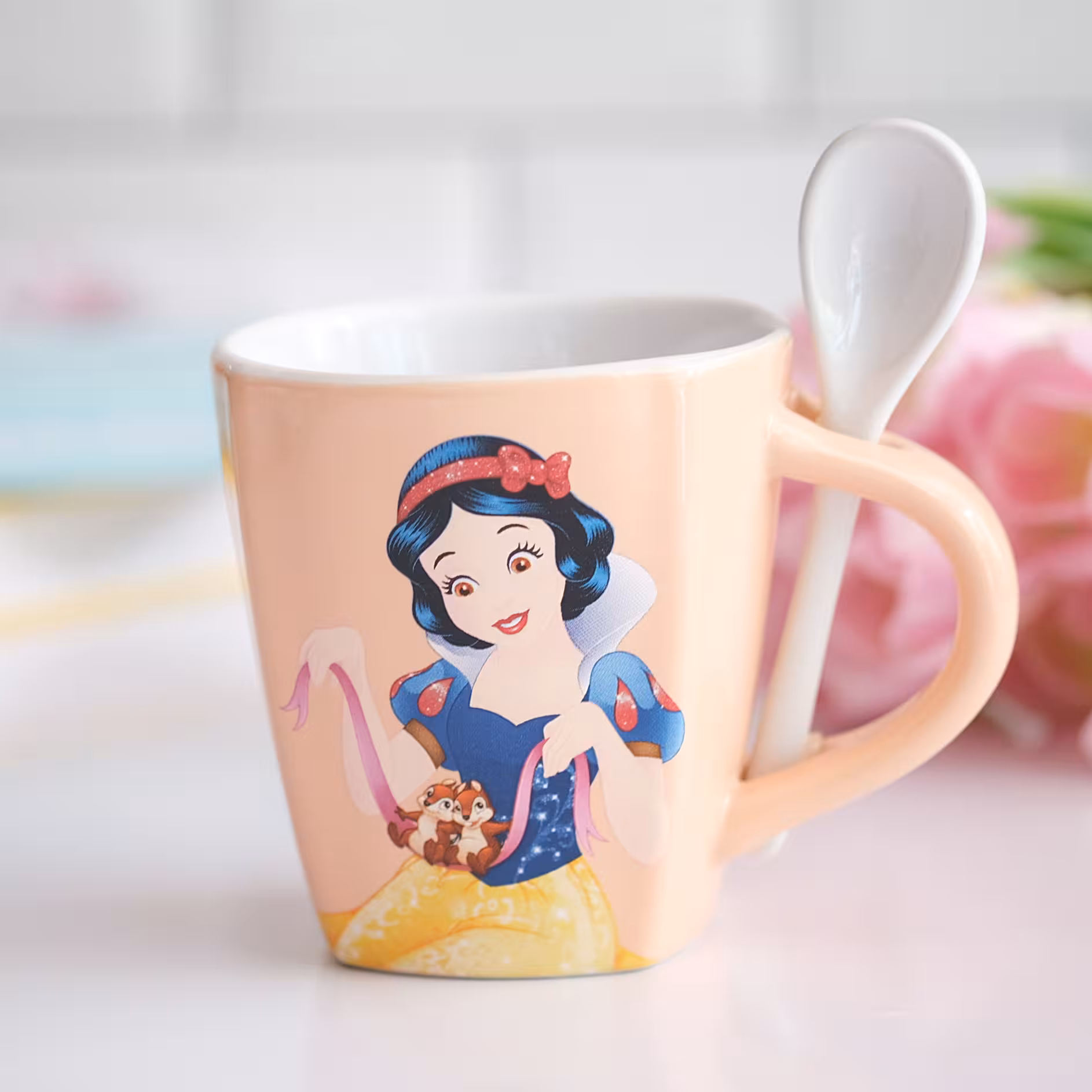 ماگ دیزنی سفید برفی قاشق دار T185