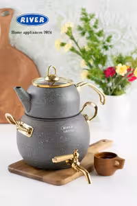 کتری قوری شیردار 2/8 لیتر گرانیتی ریور RIVER طوسی کد 5863