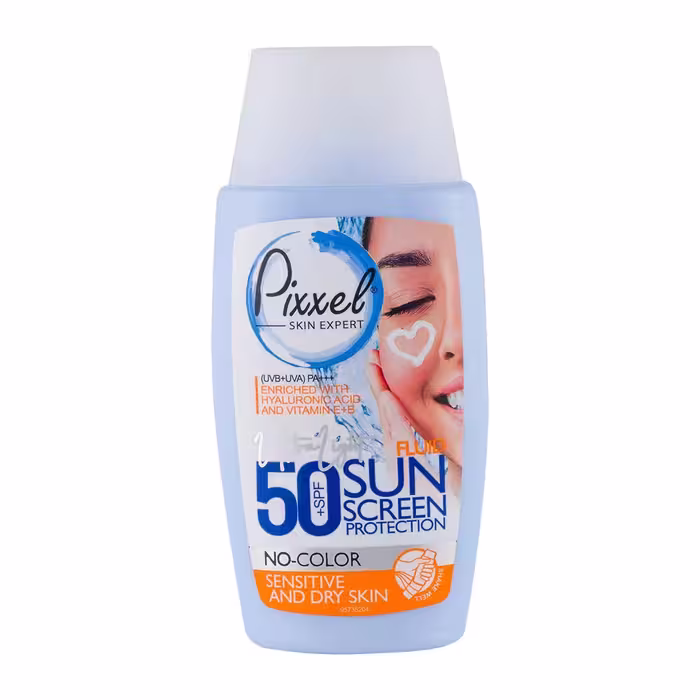 کرم ضد آفتاب پیکسل SPF50 پوست خشک | بی‌رنگ، آبرسان و سبک | مناسب پوست حساس