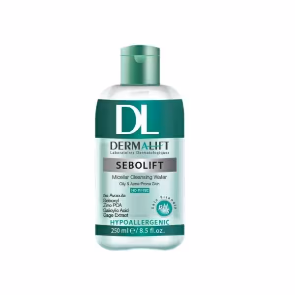 محلول پاک کننده آرایش صورت درمالیفتDERMALIFT SeboLift Micellar Cleansing Water
