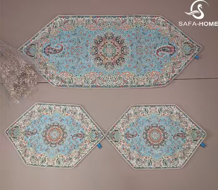 ست 3 تکه رومیزی جلو مبلی ترمه هاشمی کد 37