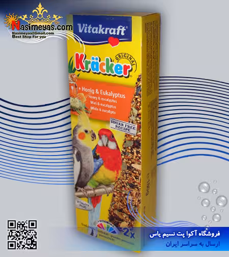 تشویقی کراکر طوطی با عسل و اوکالیپتوس 180 گرم ویتاکرافت