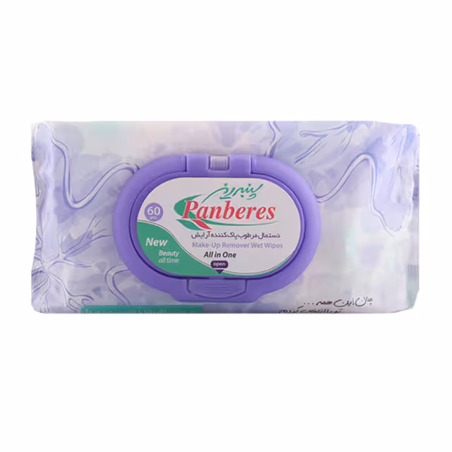دستمال مرطوب پاک کننده آرایش پنبه ریز 60 عددی