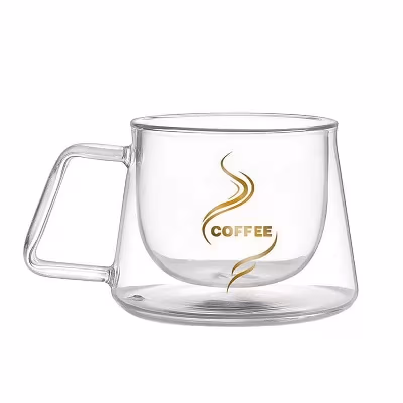 ماگ پیرکس دوجداره طرح کافی