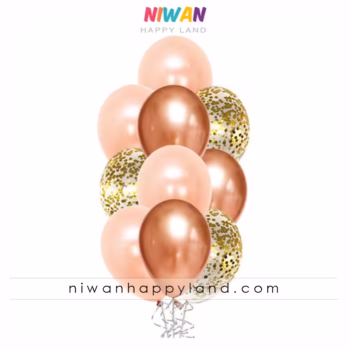 پک بادکنک رزگلد طلایی 10عددی