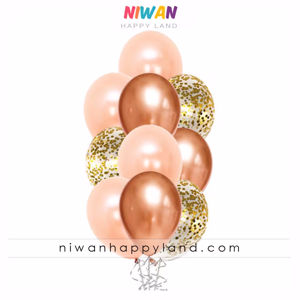 پک بادکنک رزگلد طلایی 10عددی