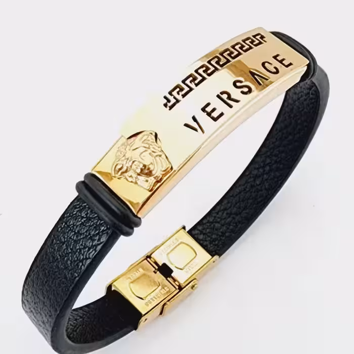 دستبند چرم اسپرت با پلاک استیل.درجه یک مارکدار 