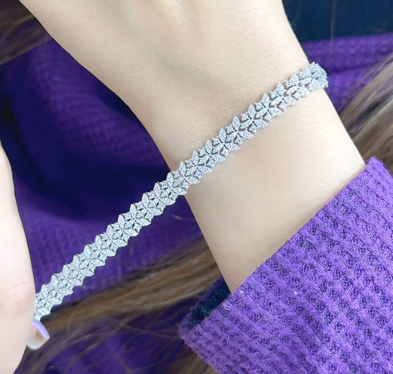 دستبند جواهری نقره زنانه کد 30344