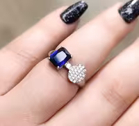 انگشتر یاقوت کبود جواهری نقره زنانه کد 10526