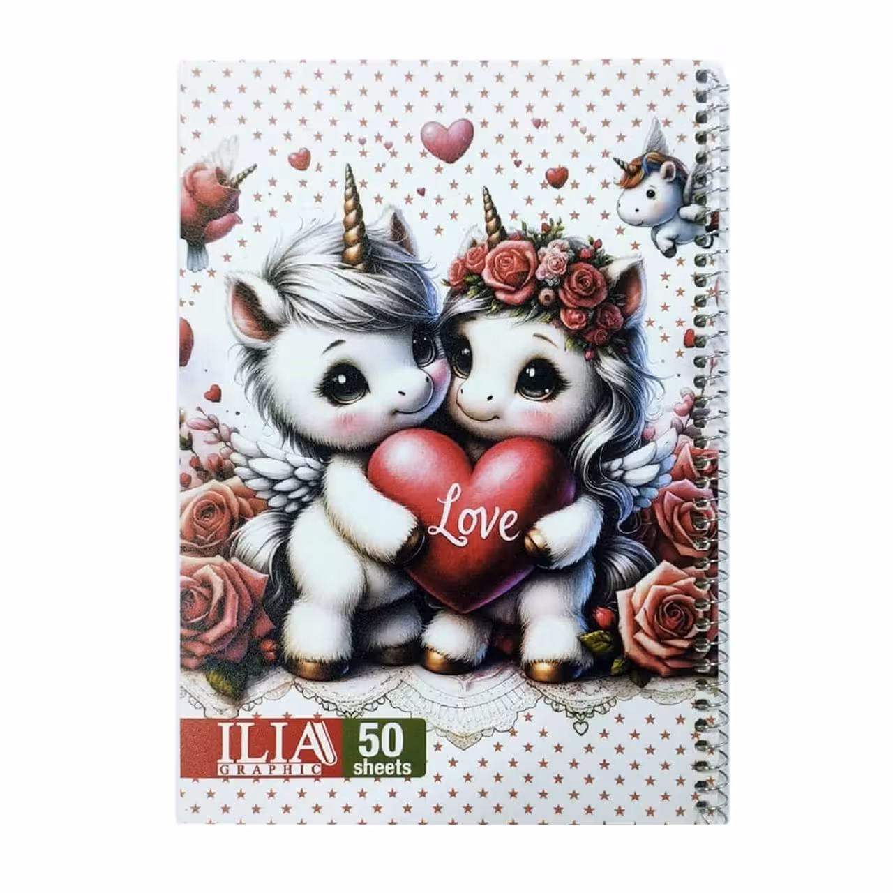 دفتر سیمی ایلیا طرح اسب تک شاخ 50 برگ