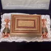 پک هدیه جفت گلدان و جاقرآنی خاتم کاری