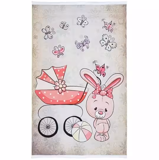 فرش کودک طرح خرگوش صورتی کد 100272