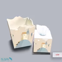 ست سطل و جا دستمال چوبی کودک طرح ماشین کد A3167