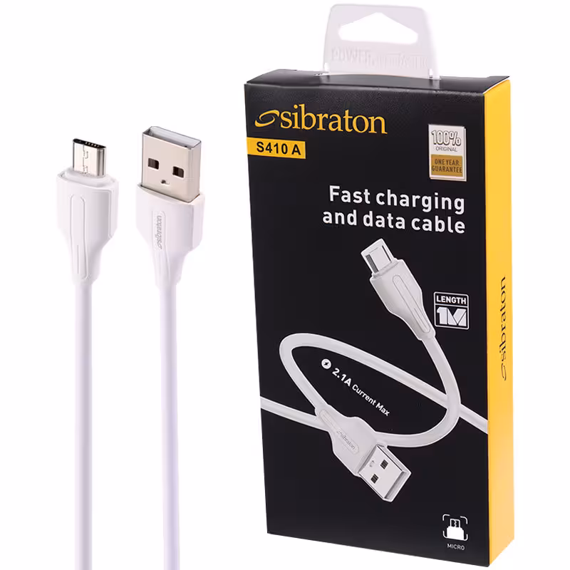 کابل میکرو یو اس بی فست شارژ Sibraton S410A 2.1A 1m