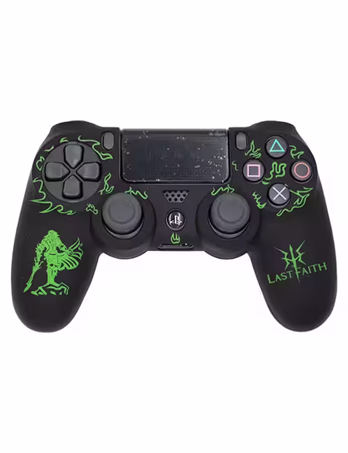 روکش محافظ دسته PS4 لیزری مشکی سبز طرح آخرین ایمان