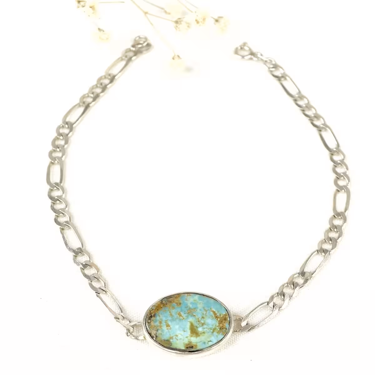 دستبند کارتیه اسپرت نقره با سنگ فیروزه نیشابور کد 10098