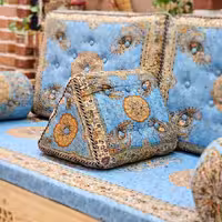 پشتی لمی مثلثی ترمه طرح افشار رنگ آبی(یک جفت)