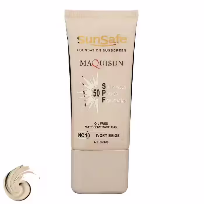 کرم ضدآفتاب سان سیف مکی سان بژ عاجی nc10 کرم پودری و پرایمری SPF50