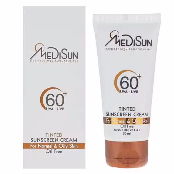 کرم ضدافتاب رنگی spf60 پوست معمولی و چرب مدیسان