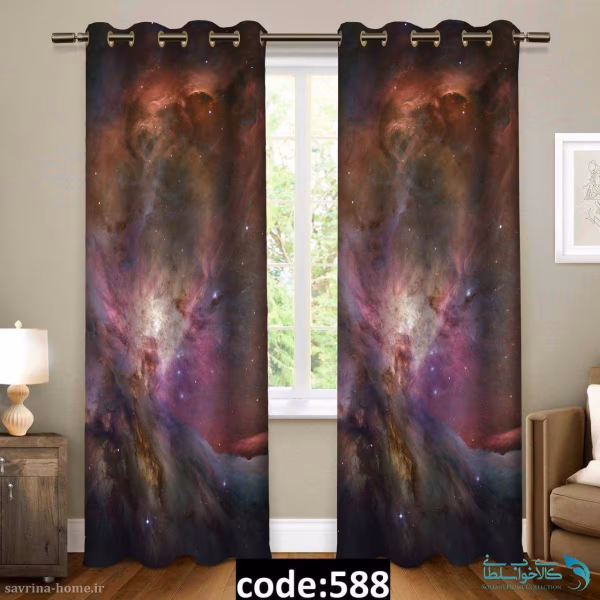 پرده پانچی طرح کهکشان مدل Sh-588