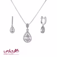 نیم ست نقره طرح جواهر اشک ES_7630
