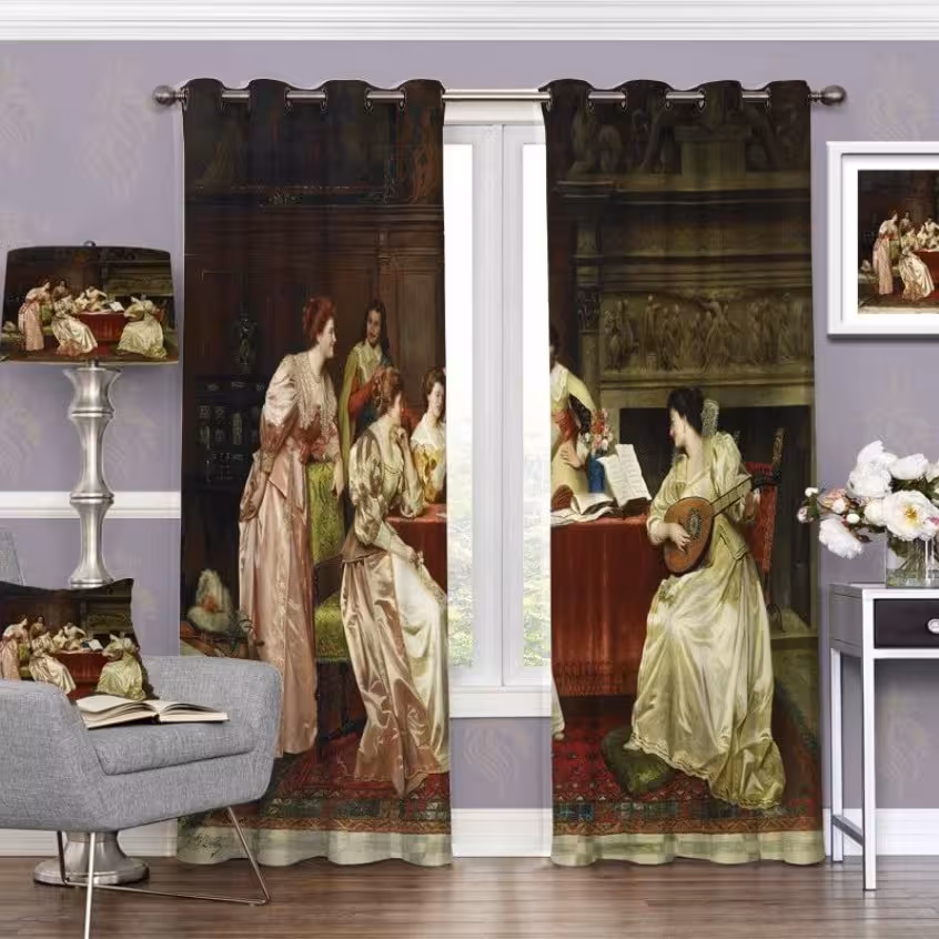 پرده چاپی  پانچ  طرح   اروپایی   کد 4009