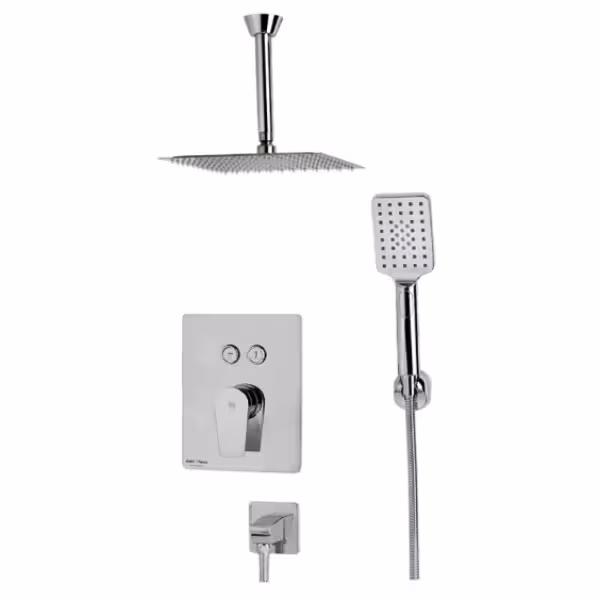 متعلقات حمام KWC مدل ورونا تیپ 3 با آبریز مربع کروم