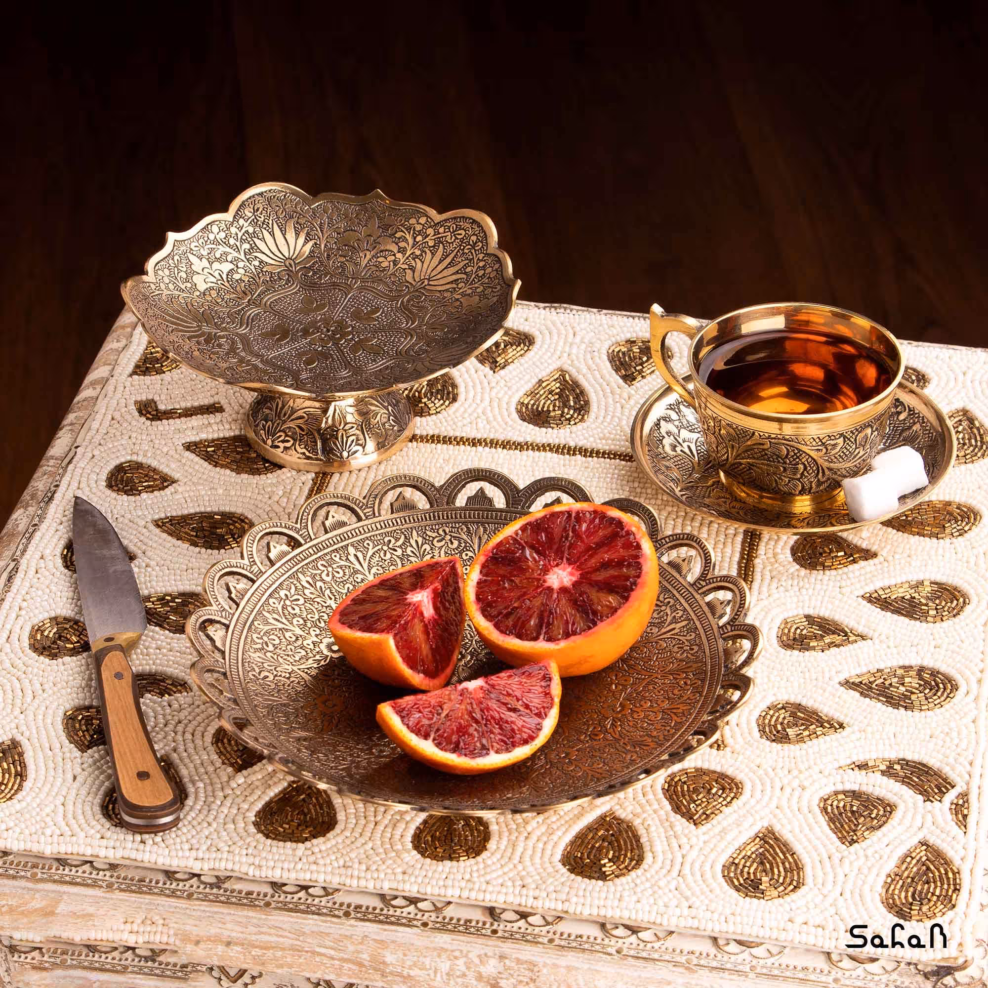 ست پذیرایی برنجی طلایی کد 070