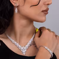 سرویس مجلل نقره جواهری زنانه کد 60533