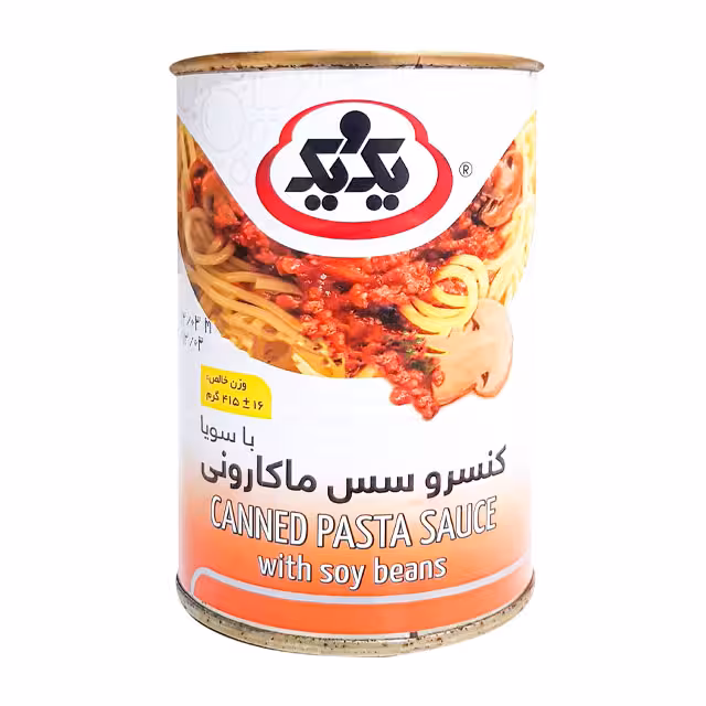 کنسرو سس ماکارونی با سویا یک و یک 415 گرمی