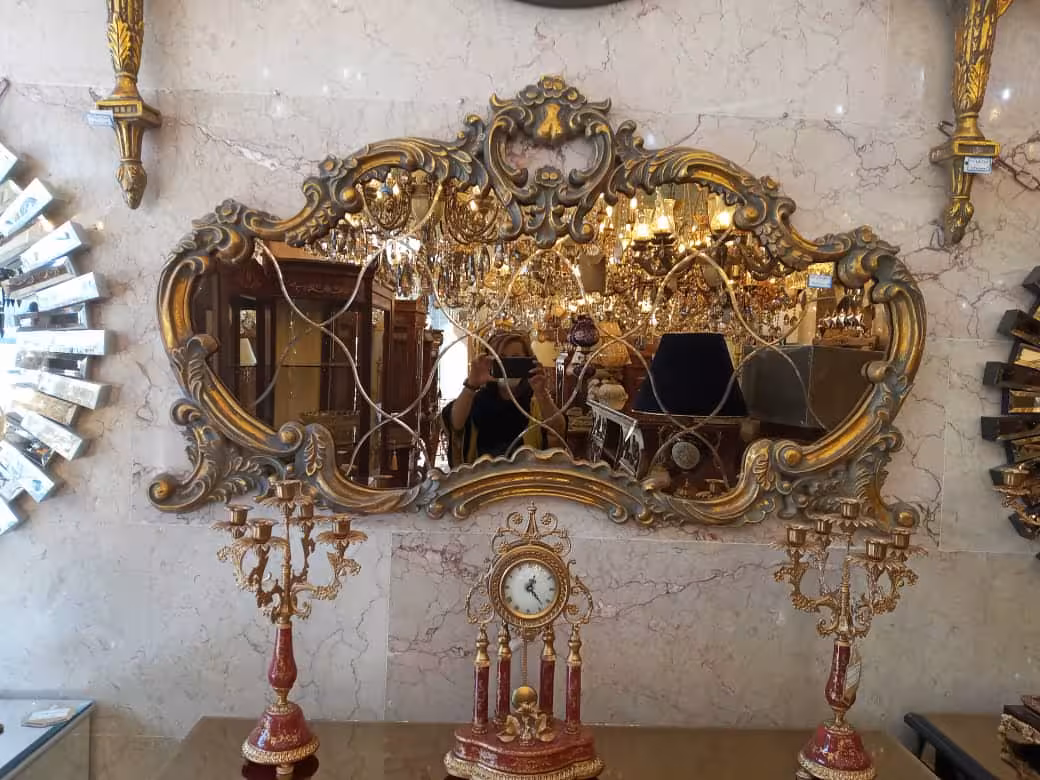 قاب آینه برنز برش دار فایبرگلاس آبکاری طلا کد 102253