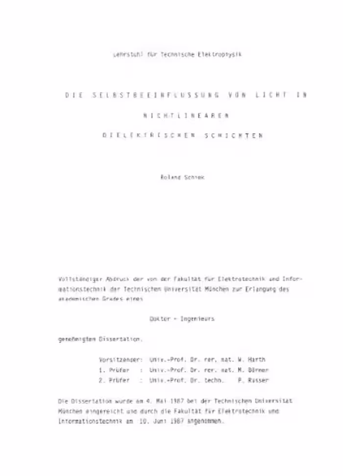 خرید و دانلود نسخه کامل کتاب Die Selbstbeeinflussung von Licht in nichtlinearen dielektrischen Schichten