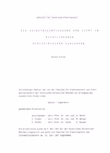 خرید و دانلود نسخه کامل کتاب Die Selbstbeeinflussung von Licht in nichtlinearen dielektrischen Schichten