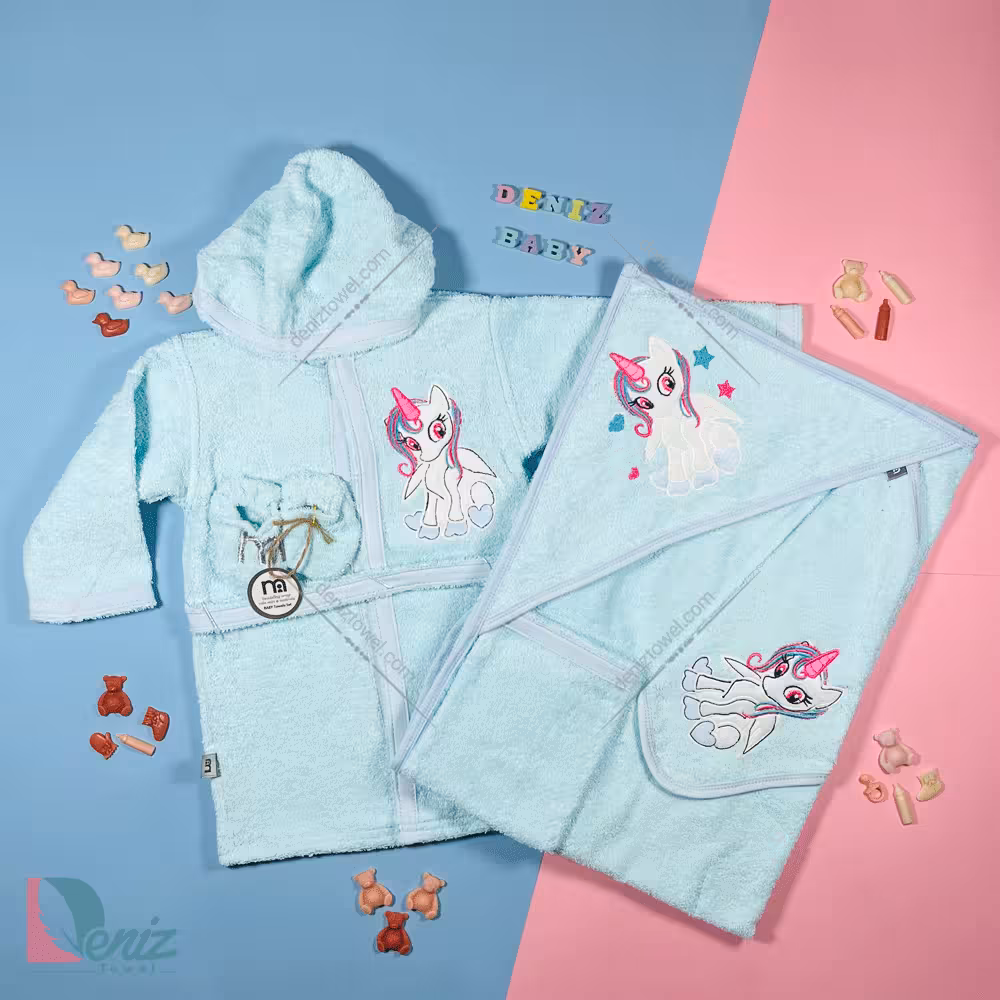 حوله نوزادی M-baby طرح تک شاخ رنگ فیروزه ای