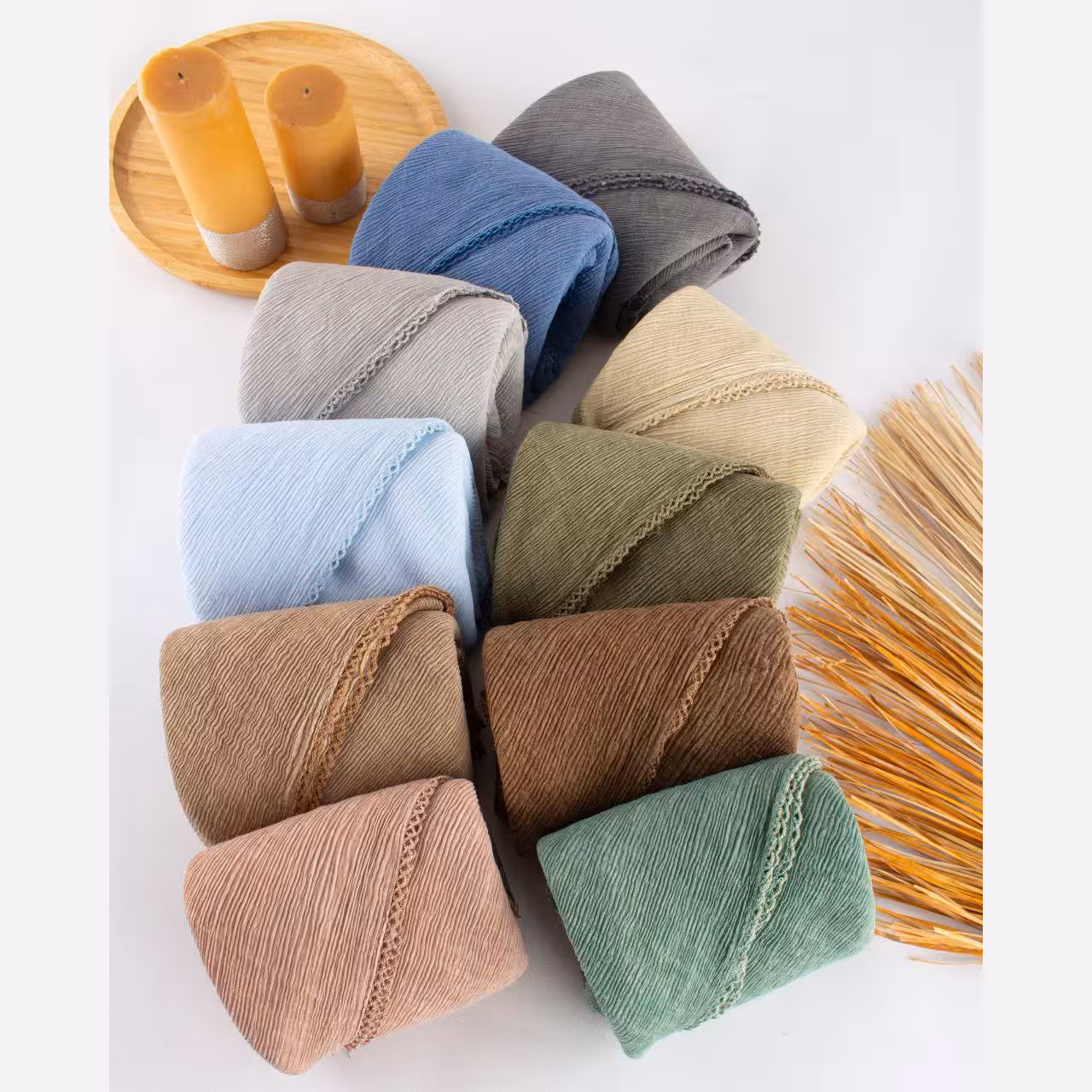 شال پلیسه حاشیه دندون موشی مدل رزا ترک